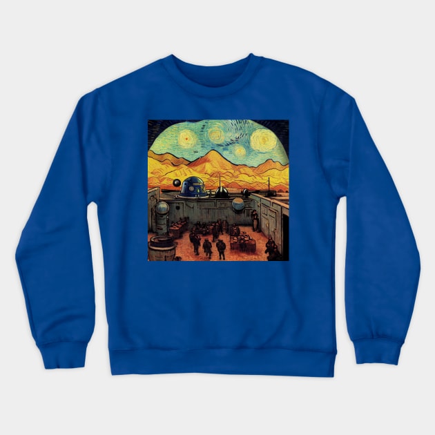 Starry Night in Mos Eisley Tatooine Crewneck Sweatshirt by Grassroots Green